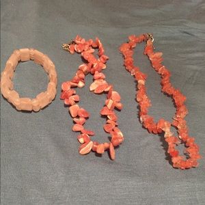 3/$33! Two pink necklaces - 1 bracelet